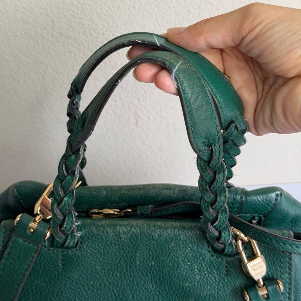 Tory Burch Half Moon Satchel in Green Pebbled Leather - Picture 5 of 13